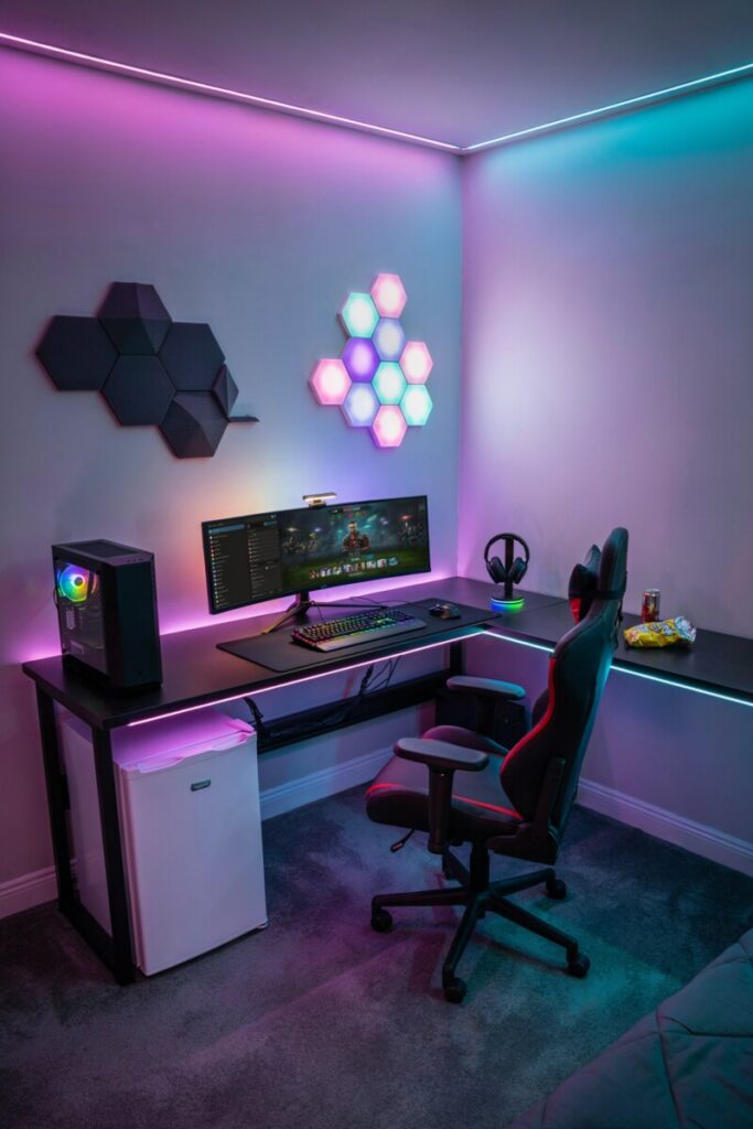 Gamer-Inspired Setup with LED Lights