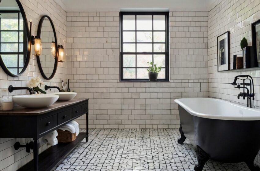 15 White Tile and Black Grout Bathroom Ideas for Bold, Timeless Style