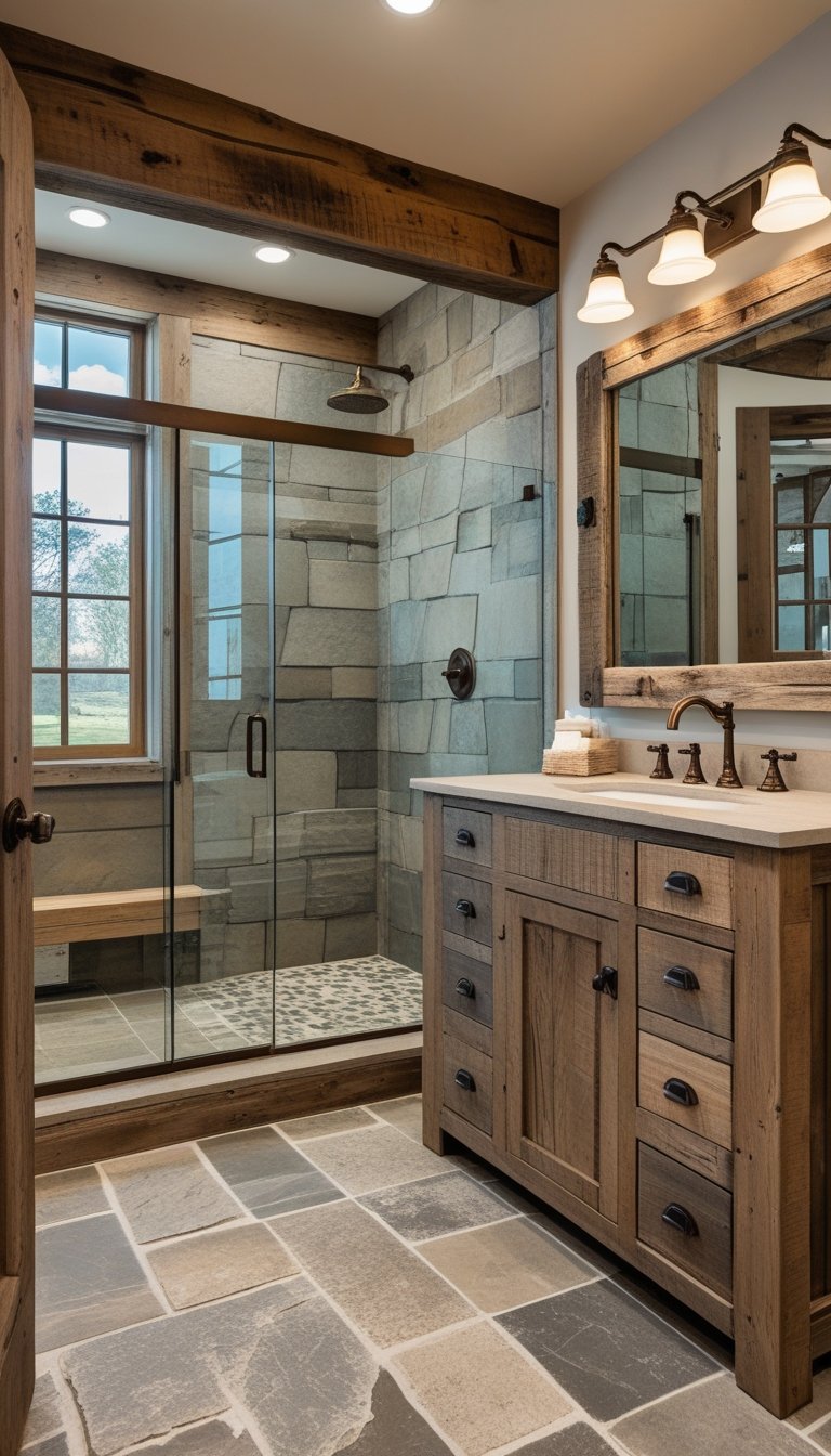 15 Rustic Bathroom Tile Ideas for a Warm and Natural Look - Glamour Guide