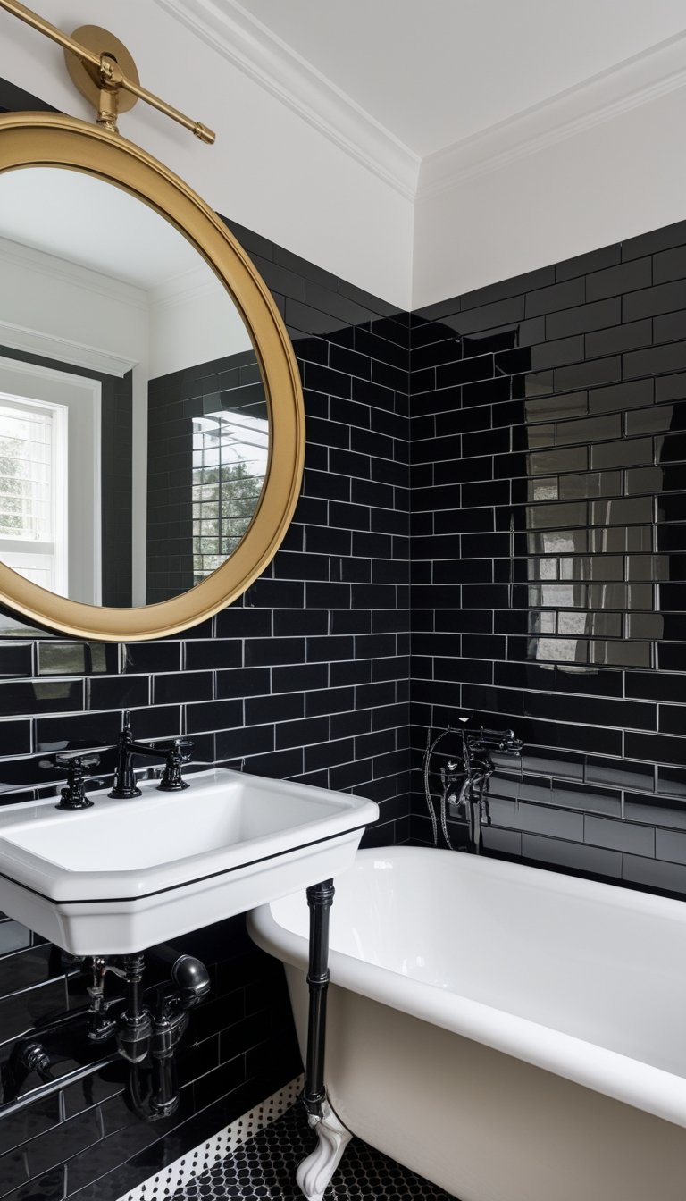 16 Black Subway Tile Bathroom Ideas for Bold and Stylish Designs ...