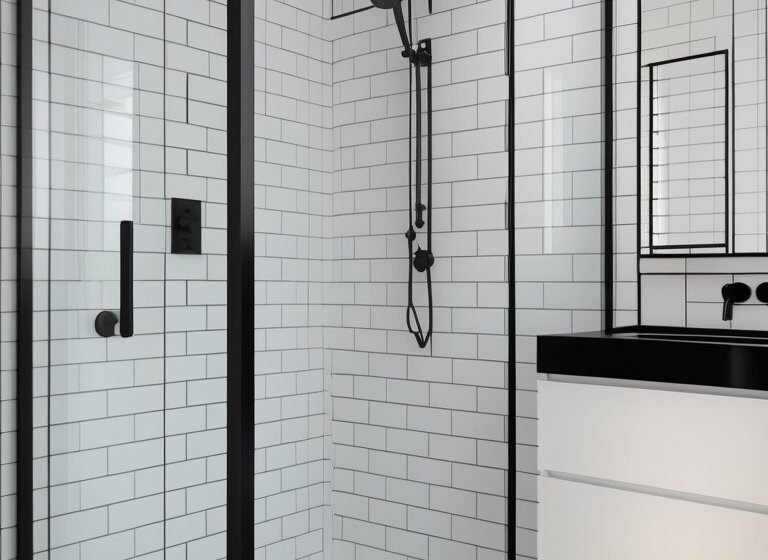  15 White Tile and Black Grout Bathroom Ideas for Modern Contrast