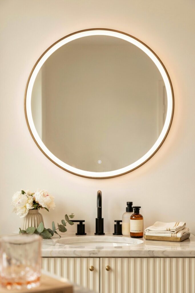 Backlit or Gold-Framed Vanity Mirror
