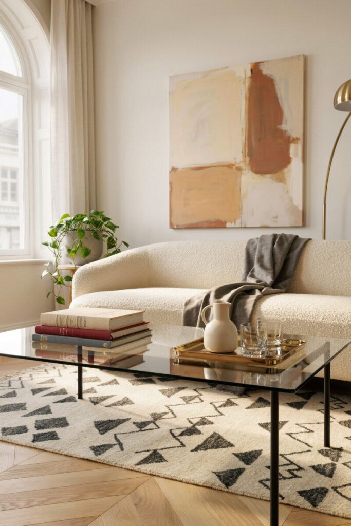 Glass-and-Metal Coffee Table
