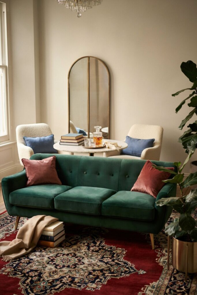 Jewel-Tone Velvet Sofa