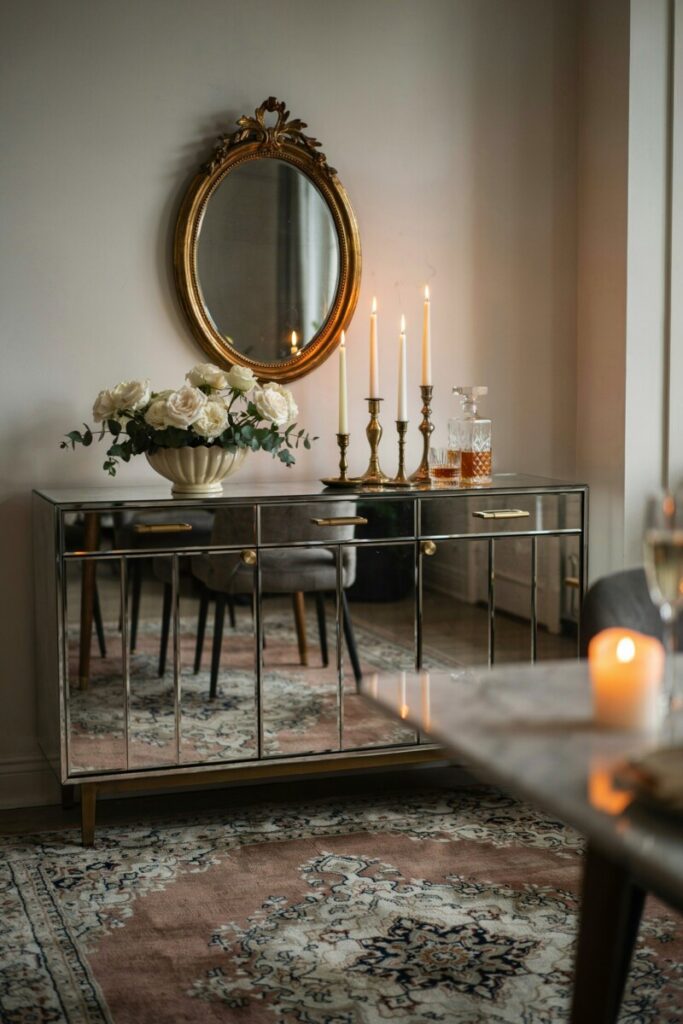 Mirrored or Lacquered Sideboard